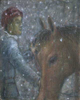 man w/ horse in snow by austin manchester